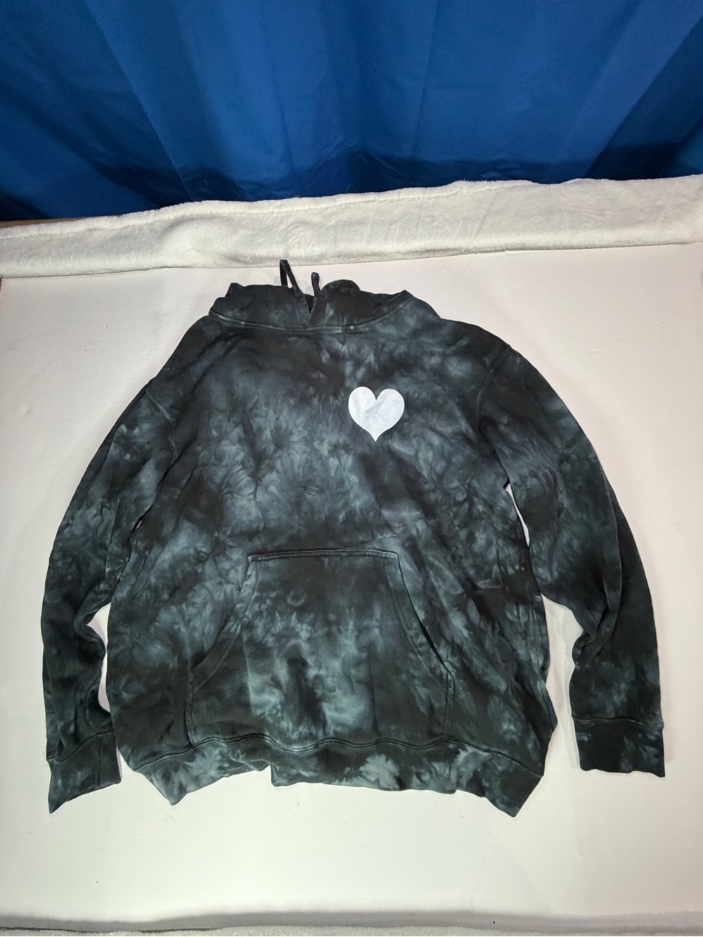 Black Tie-Dye Heart Pullover Hoodie with customized back